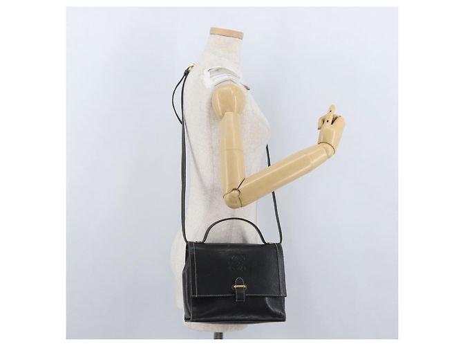 Borsa Anagram in pelle LOEWE 2 in 1 Nera Oro Auth ARZ441 Nero D'oro - vista 24