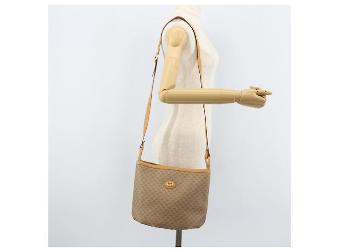 Gucci Borsa a Spalla Micro GG Supreme PVC Beige Oro 001 110 0077 Auth mr2161 D'oro - vista 25