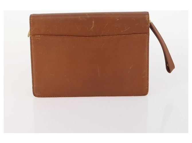 SAINT LAURENT Pochette in Pelle 2 Set Marrone CC Auth bs34000 - vista 3