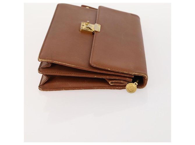 SAINT LAURENT Pochette in Pelle 2 Set Marrone CC Auth bs34000 - vista 4