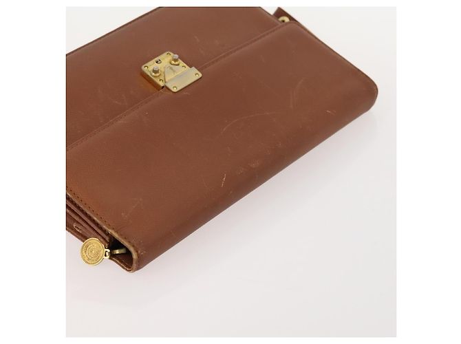 SAINT LAURENT Pochette in Pelle 2 Set Marrone CC Auth bs34000 - vista 5