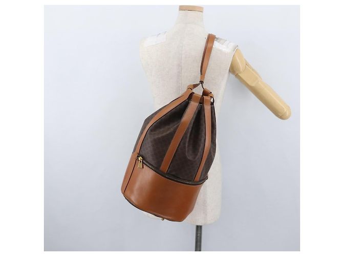 Céline Borsa a spalla in tela Macadam CELINE in pelle PVC marrone oro Auth ARZ131A D'oro - vista 21