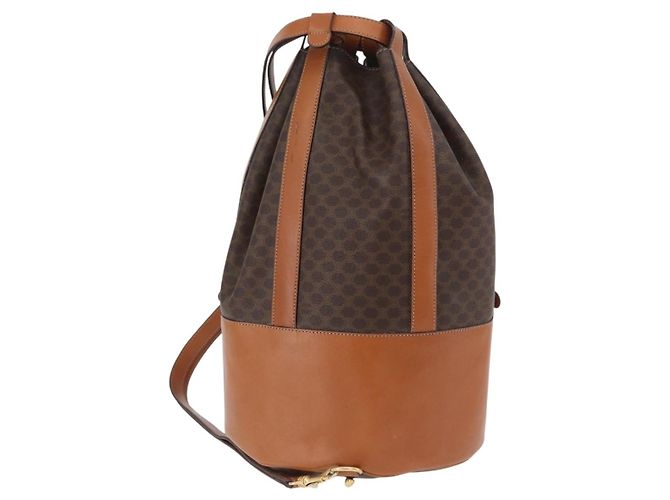 Céline Borsa a spalla in tela Macadam CELINE in pelle PVC marrone oro Auth ARZ131A D'oro - vista 3