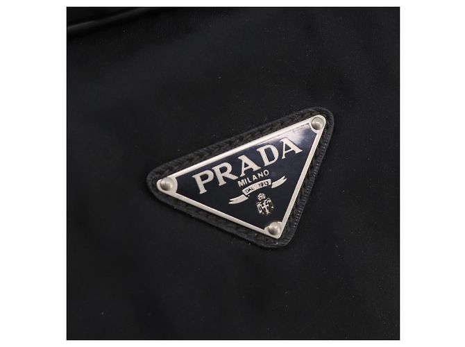 Borsa Boston PRADA in nylon nero argento autentica 173960A - vista 15