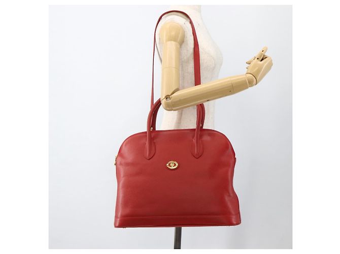 Borsa a mano Burberrys in pelle 2 vie rossa e oro Auth AMZ371 Rosso D'oro - vista 24