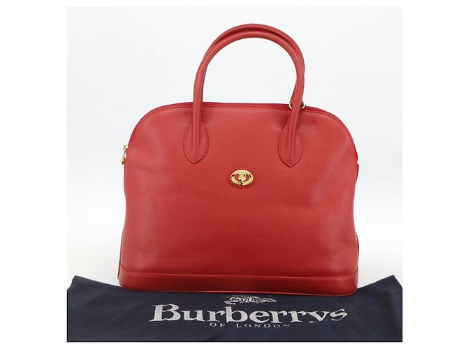 Borsa a mano Burberrys in pelle 2 vie rossa e oro Auth AMZ371 Rosso D'oro - vista 25