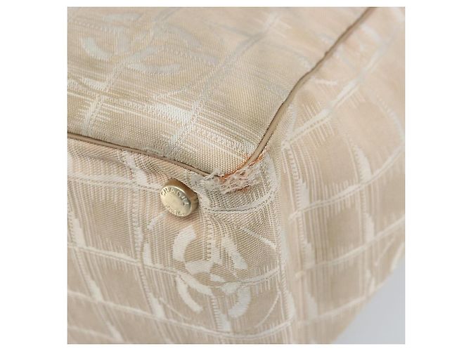 CHANEL Nuova Borsa Tote da Viaggio Nylon Beige Oro CC Auth ti3789 D'oro - vista 10