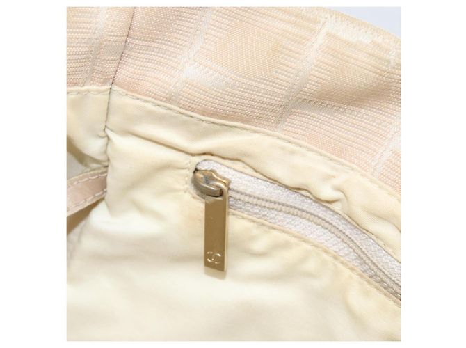 CHANEL Nuova Borsa Tote da Viaggio Nylon Beige Oro CC Auth ti3789 D'oro - vista 19