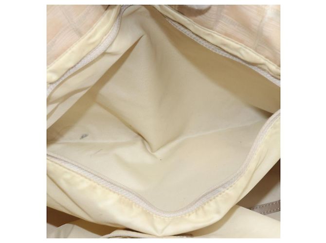 CHANEL Nuova Borsa Tote da Viaggio Nylon Beige Oro CC Auth ti3789 D'oro - vista 21