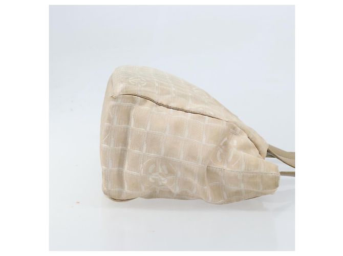 CHANEL Nuova Borsa Tote da Viaggio Nylon Beige Oro CC Auth ti3789 D'oro - vista 4