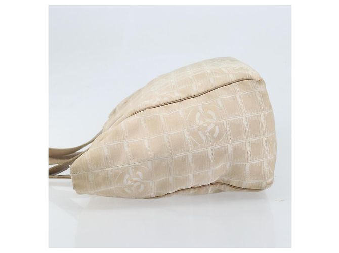 CHANEL Nuova Borsa Tote da Viaggio Nylon Beige Oro CC Auth ti3789 D'oro - vista 5