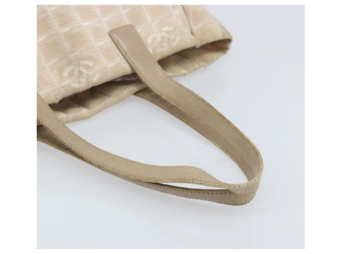CHANEL Nuova Borsa Tote da Viaggio Nylon Beige Oro CC Auth ti3789 D'oro - vista 7