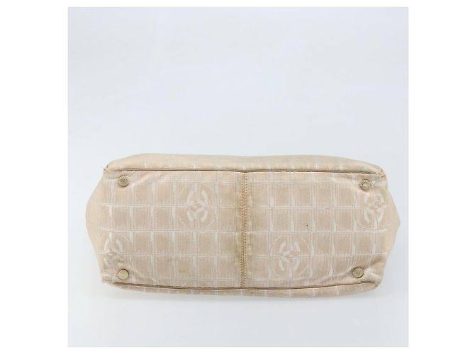 CHANEL Nuova Borsa Tote da Viaggio Nylon Beige Oro CC Auth ti3789 D'oro - vista 9