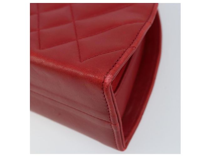 CHANEL Borsa a Spalla Matelassé in Pelle di Agnello Rossa Oro CC Auth AMZ168A Rosso D'oro - vista 10