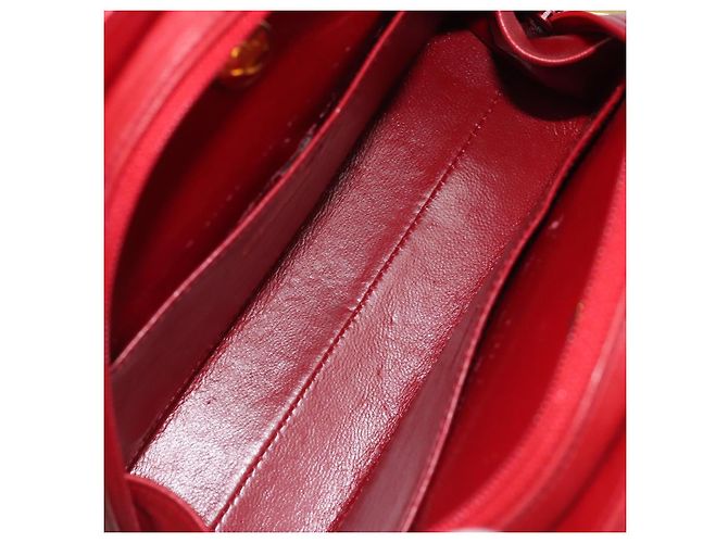CHANEL Borsa a Spalla Matelassé in Pelle di Agnello Rossa Oro CC Auth AMZ168A Rosso D'oro - vista 16