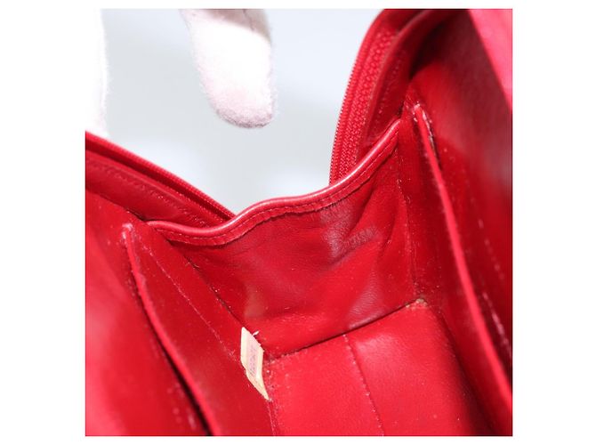 CHANEL Borsa a Spalla Matelassé in Pelle di Agnello Rossa Oro CC Auth AMZ168A Rosso D'oro - vista 18