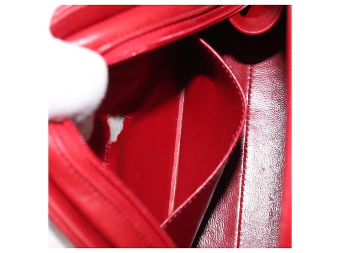 CHANEL Borsa a Spalla Matelassé in Pelle di Agnello Rossa Oro CC Auth AMZ168A Rosso D'oro - vista 19