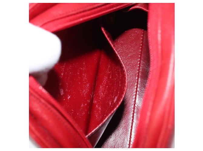 CHANEL Borsa a Spalla Matelassé in Pelle di Agnello Rossa Oro CC Auth AMZ168A Rosso D'oro - vista 21