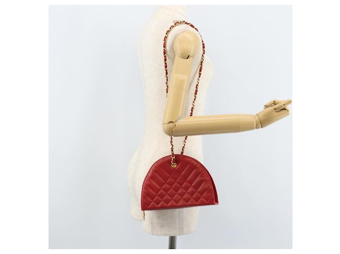 CHANEL Borsa a Spalla Matelassé in Pelle di Agnello Rossa Oro CC Auth AMZ168A Rosso D'oro - vista 24