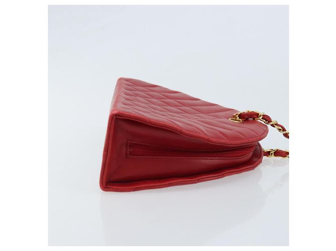 CHANEL Borsa a Spalla Matelassé in Pelle di Agnello Rossa Oro CC Auth AMZ168A Rosso D'oro - vista 4