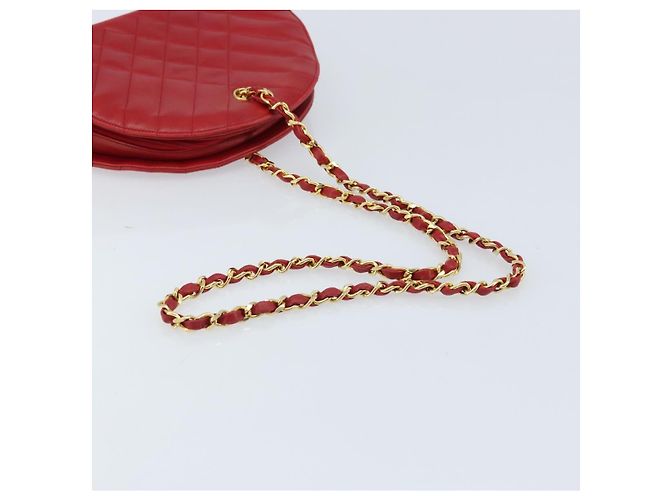 CHANEL Borsa a Spalla Matelassé in Pelle di Agnello Rossa Oro CC Auth AMZ168A Rosso D'oro - vista 7