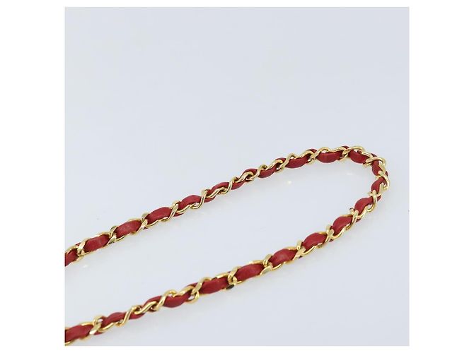 CHANEL Borsa a Spalla Matelassé in Pelle di Agnello Rossa Oro CC Auth AMZ168A Rosso D'oro - vista 8