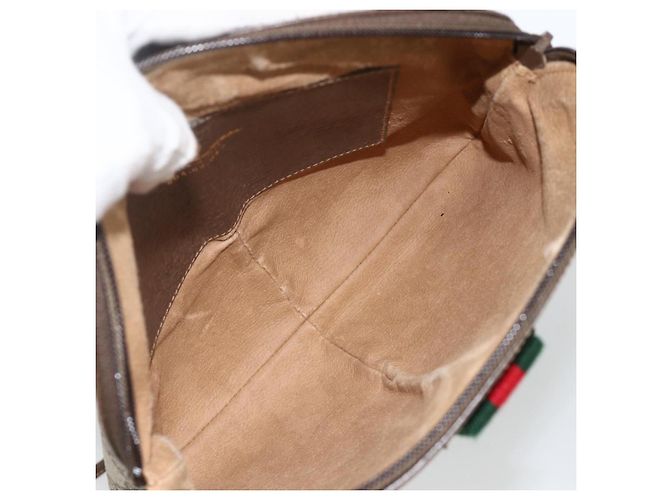 Borsa Sherry Line GG Supreme Web di GUCCI in PVC beige e oro 904 02 047 Auth AMZ376 D'oro - vista 17