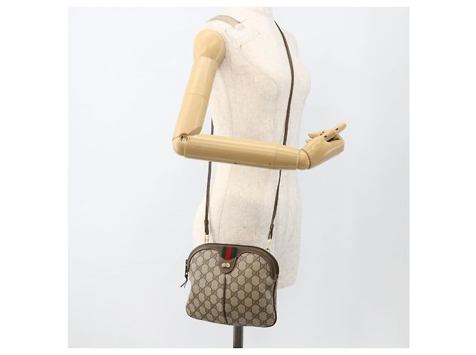 Borsa Sherry Line GG Supreme Web di GUCCI in PVC beige e oro 904 02 047 Auth AMZ376 D'oro - vista 21
