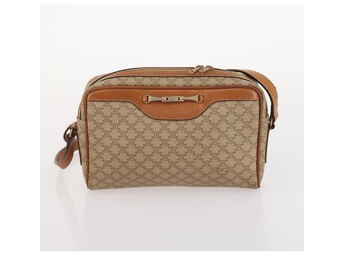 Céline Borsa a spalla in tela Macadam CELINE in pelle PVC 2 pezzi beige Auth 173954 - vista 10