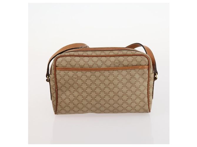 Céline Borsa a spalla in tela Macadam CELINE in pelle PVC 2 pezzi beige Auth 173954 - vista 11