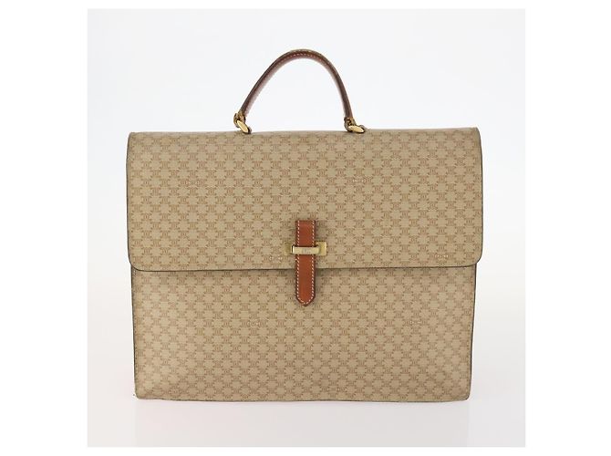 Céline Borsa a spalla in tela Macadam CELINE in pelle PVC 2 pezzi beige Auth 173954 - vista 2