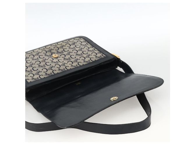 Céline Borsa a Spalla Celine C Sulky Carriage in Tela Blu Navy e Oro Auth AMZ372 D'oro - vista 15