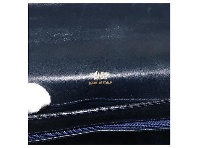 Céline Borsa a Spalla Celine C Sulky Carriage in Tela Blu Navy e Oro Auth AMZ372 D'oro - vista 16