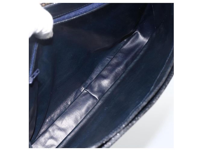 Céline Borsa a Spalla Celine C Sulky Carriage in Tela Blu Navy e Oro Auth AMZ372 D'oro - vista 17