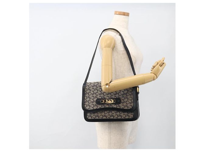 Céline Borsa a Spalla Celine C Sulky Carriage in Tela Blu Navy e Oro Auth AMZ372 D'oro - vista 24