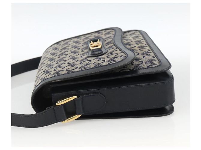 Céline Borsa a Spalla Celine C Sulky Carriage in Tela Blu Navy e Oro Auth AMZ372 D'oro - vista 4