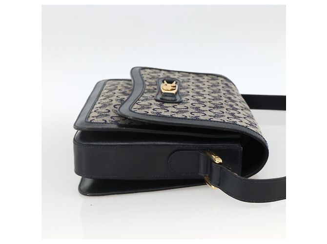 Céline Borsa a Spalla Celine C Sulky Carriage in Tela Blu Navy e Oro Auth AMZ372 D'oro - vista 5