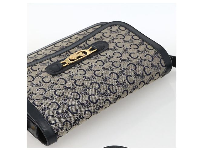 Céline Borsa a Spalla Celine C Sulky Carriage in Tela Blu Navy e Oro Auth AMZ372 D'oro - vista 6