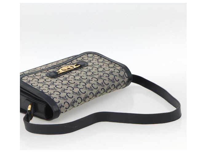 Céline Borsa a Spalla Celine C Sulky Carriage in Tela Blu Navy e Oro Auth AMZ372 D'oro - vista 7