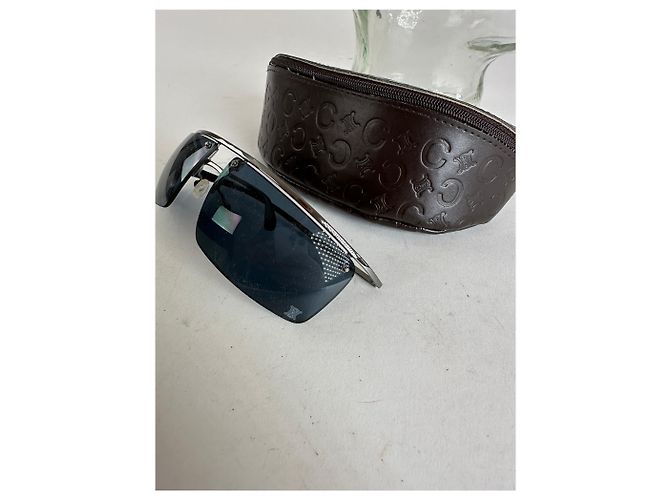 Céline Vintage Celine Paris Randlose Sonnenbrille Silber Blau - Ansicht 12