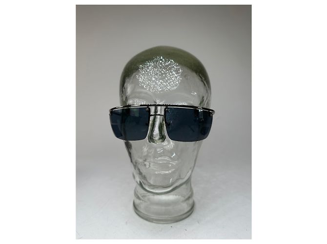 Céline Vintage Celine Paris Randlose Sonnenbrille Silber Blau - Ansicht 3