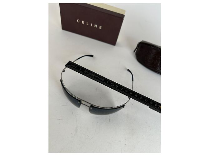 Céline Vintage Celine Paris Randlose Sonnenbrille Silber Blau - Ansicht 4