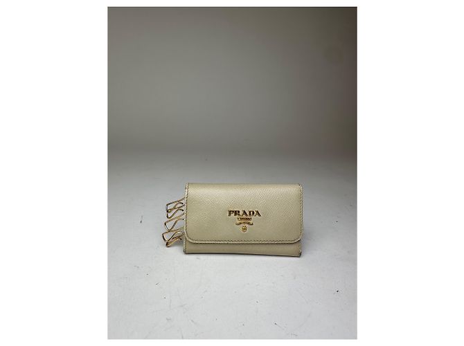 Vintage Prada Leather Card / Key Holder White - view 11