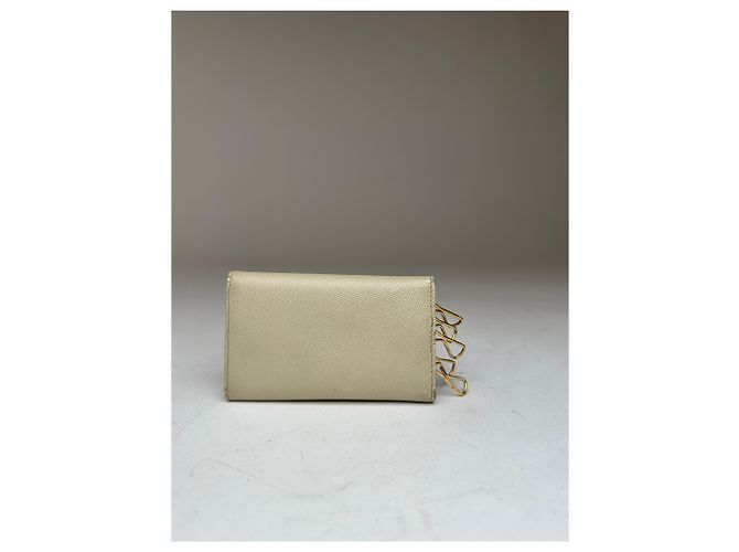 Vintage Prada Leather Card / Key Holder White - view 2