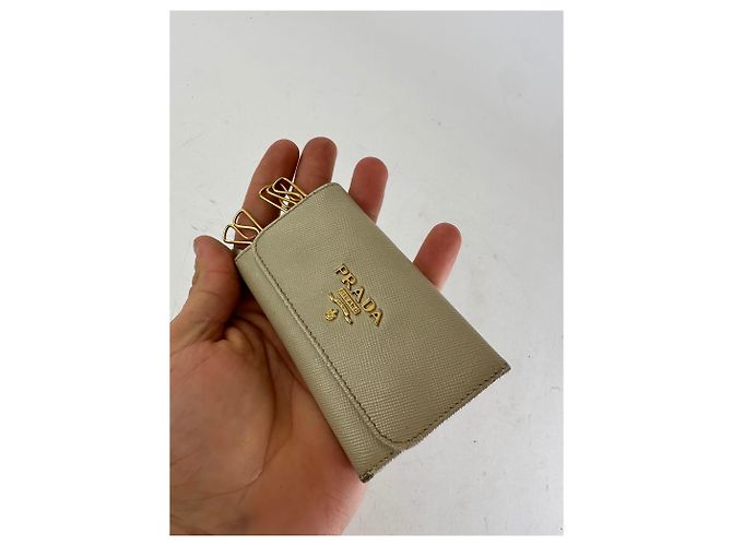 Vintage Prada Leather Card / Key Holder White - view 3
