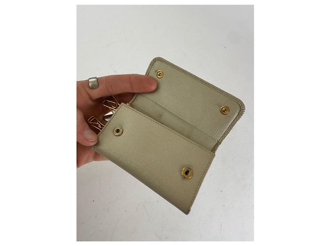 Vintage Prada Leather Card / Key Holder White - view 4