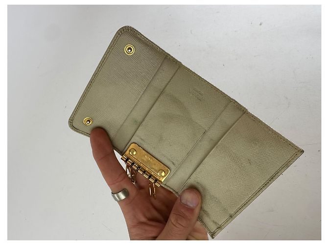 Vintage Prada Leather Card / Key Holder White - view 5