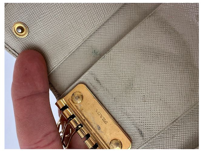 Vintage Prada Leather Card / Key Holder White - view 6