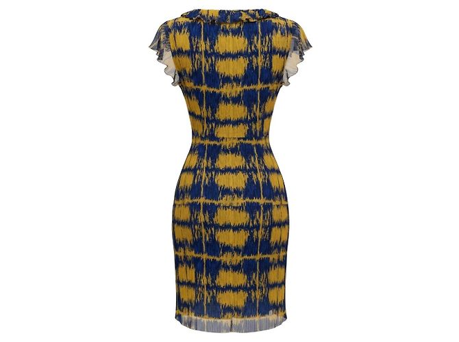 Mini-Kleid Blau / Senf Grunge-Karo Coach - Ansicht 2