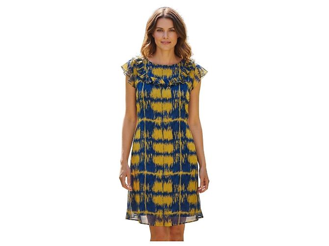 Mini-Kleid Blau / Senf Grunge-Karo Coach - Ansicht 6